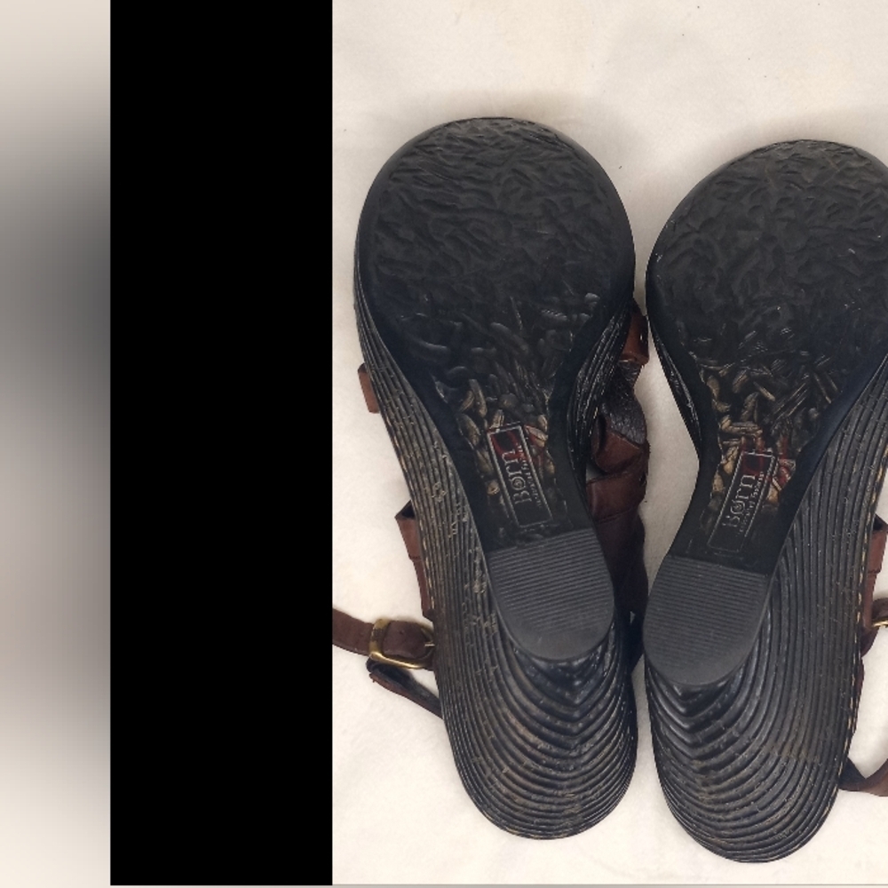 Born Leather Bohemian Woven Strappy Slingback Brown Classic Hippie Wedge Sandals - Picture 10 of 10